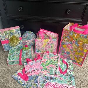 LILLY PULITZER shopping bags boxes reusable totes shoppers trim